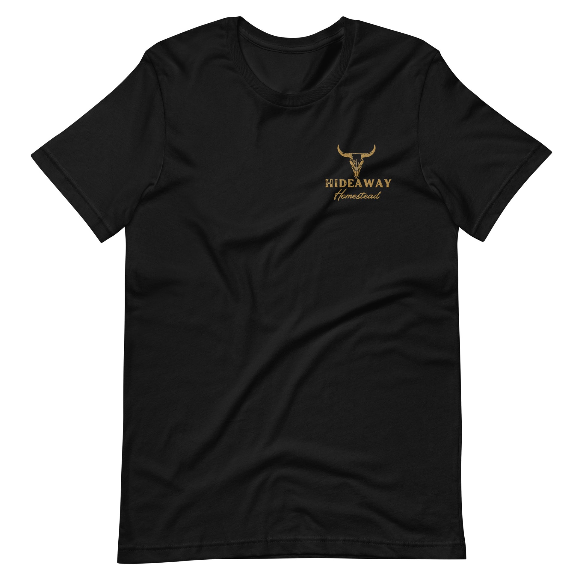 Product mockup Hideaway Homestead embroidered logo on T-shirt”
“Off-grid ranch apparel – Hideaway Homestead T-shirt”
“Embroidered cotton T-shirt for homestead lifestyle”