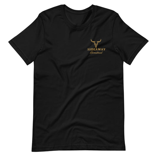 Product mockup Hideaway Homestead embroidered logo on T-shirt”
“Off-grid ranch apparel – Hideaway Homestead T-shirt”
“Embroidered cotton T-shirt for homestead lifestyle”